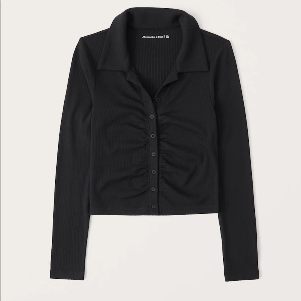 Abercrombie Long-Sleeve Ruched Polo Top
